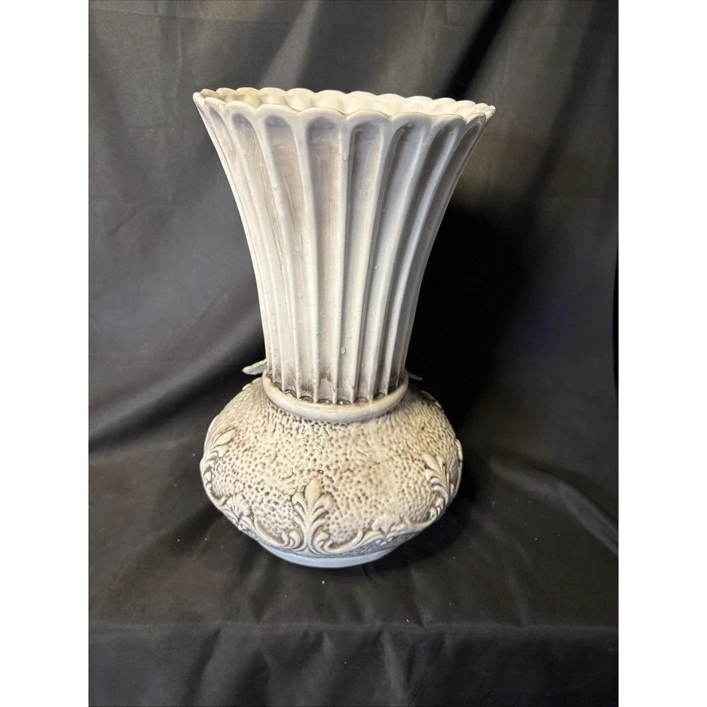 Large Vintage Capodimonte Style Porcelain Rose Vase Made In Italy 14in Tall 4lb